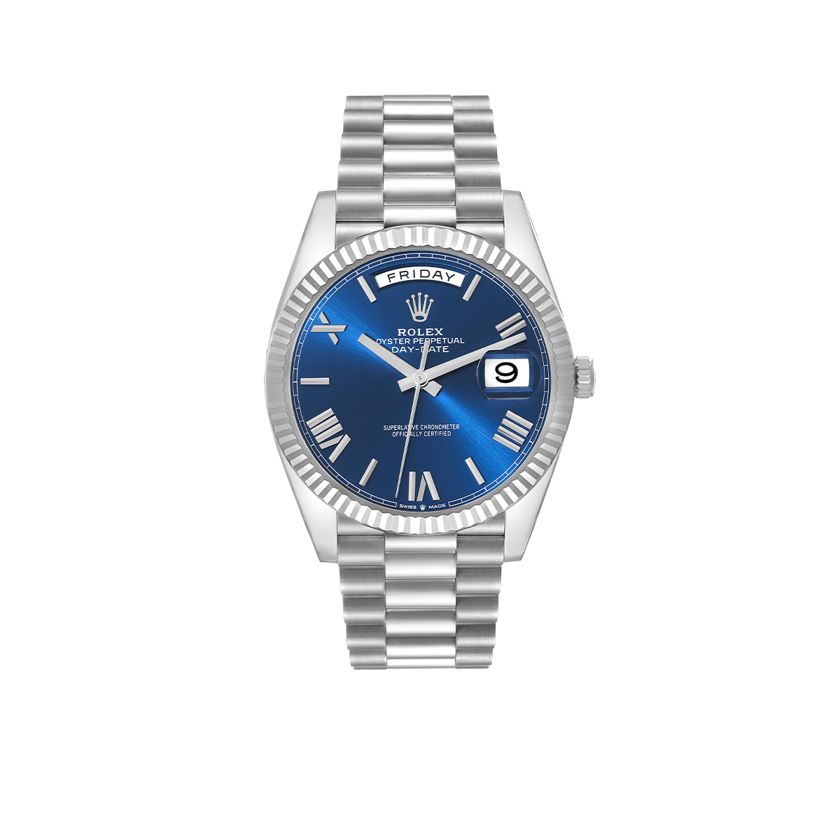 Rolex President Day-Date 40mm Blue Dial Platinum Mens Watch 228236
