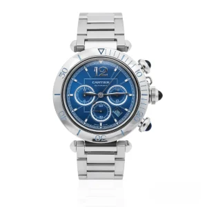 CARTIER PASHA DE CARTIER WSPA0039 Chronograph Steel 41mm Blue Dial