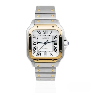 CARTIER SANTOS DE CARTIER W2SA0009 Large Steel & Yellow Gold 39.8mm Silver Dial
