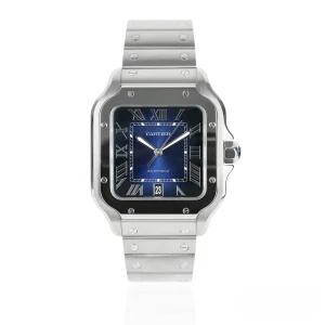 CARTIER SANTOS DE CARTIER WSSA0071 Large Stainless Steel 39.8mm Blue Dial – Full Set – UNWORN