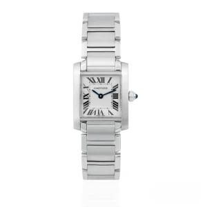 CARTIER TANK FRANCAISE W51008Q3 Steel 25mm x 20mm Silver Dial – Full Set