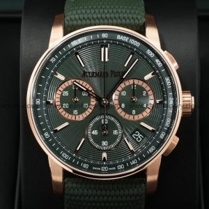 AudemarsPiguet 26393OR Green 41mm Chronograph Fabric Strap Rose Gold Bezel - Image 2