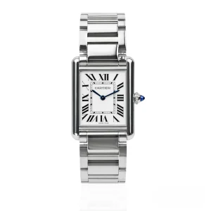 CARTIER TANK MUST WSTA0052 Large Steel 33.7mm x 25.5mm Silver Dial – Full Set