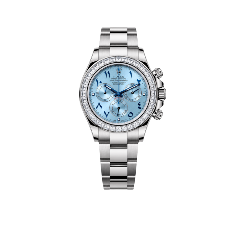 Rolex Daytona 40mm Baguette Diamond Bezel IceBlue Arabic Dial 116576TBR-0005
