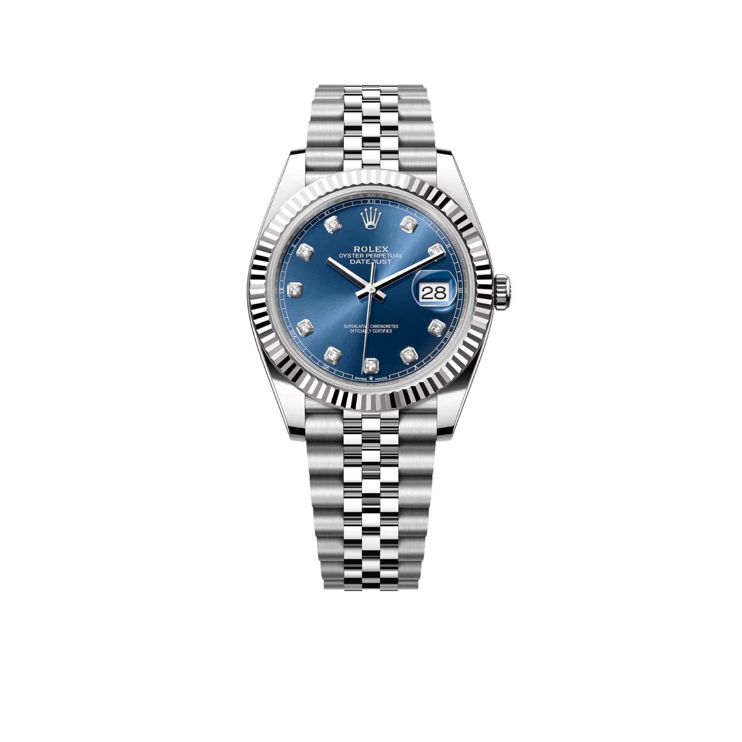 Rolex Datejust 36mm Steel & White Gold Blue Dial Diamonds m126334-0016