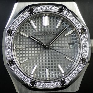 AudemarsPiguet 15551ST Gray 37mm Diamond Bezel Stainless Steel Bracelet - Image 3
