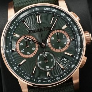 AudemarsPiguet 26393OR Green 41mm Chronograph Fabric Strap Rose Gold Bezel - Image 3