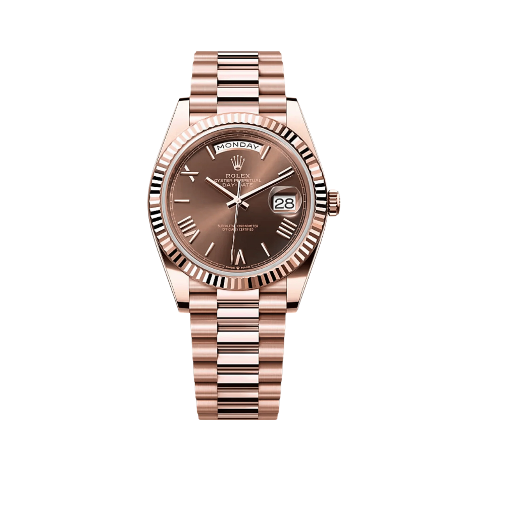 Rolex Day-Date 40mm 228235 Rose Gold Chocolate Roman Dial (2025)
