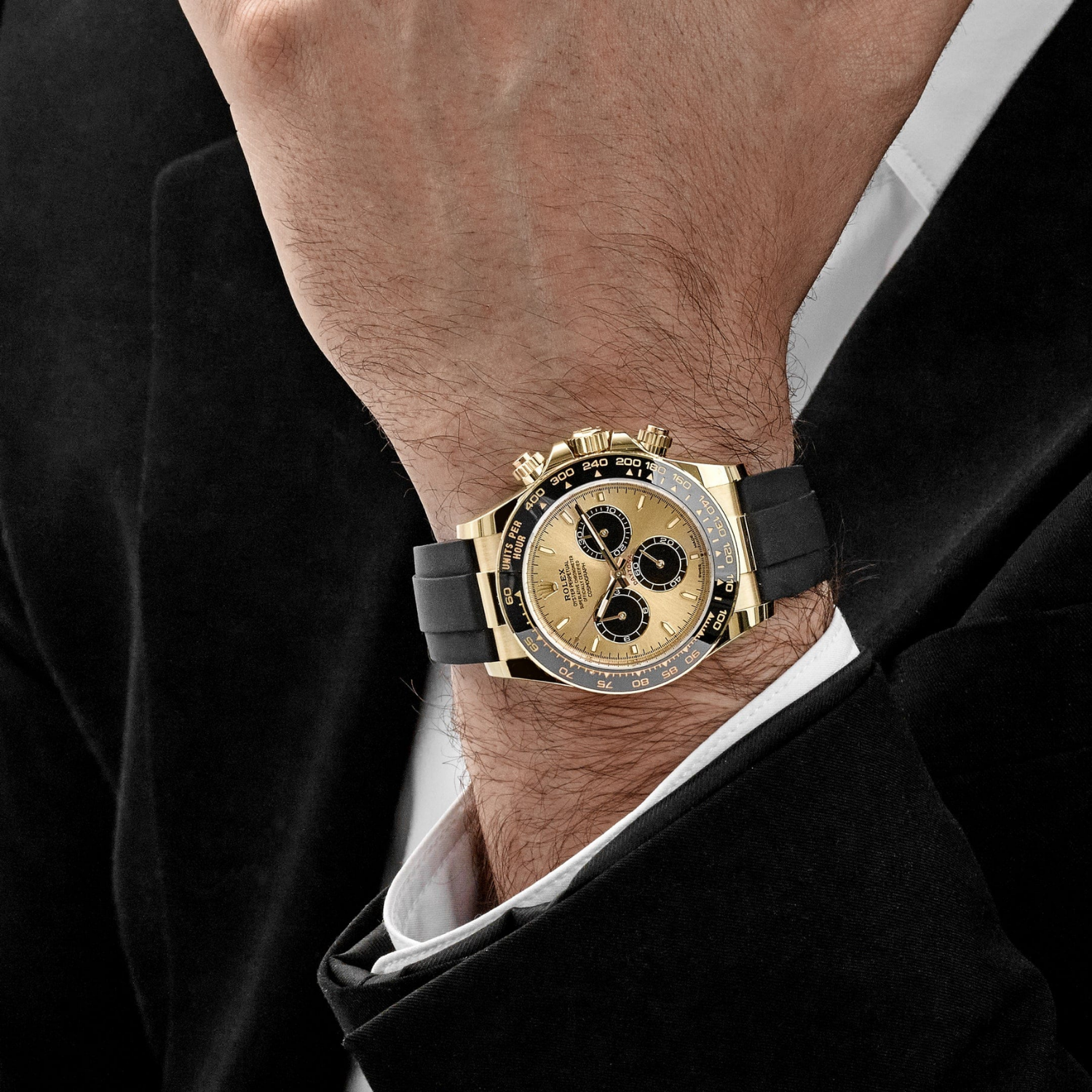 Rolex Daytona 40mm Pikachu Yellow Gold Champagne Black Dial 126518LN - Image 2