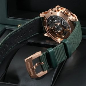 AudemarsPiguet 26393OR Green 41mm Chronograph Fabric Strap Rose Gold Bezel - Image 5