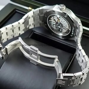 AudemarsPiguet 15551ST Gray 37mm Diamond Bezel Stainless Steel Bracelet - Image 6