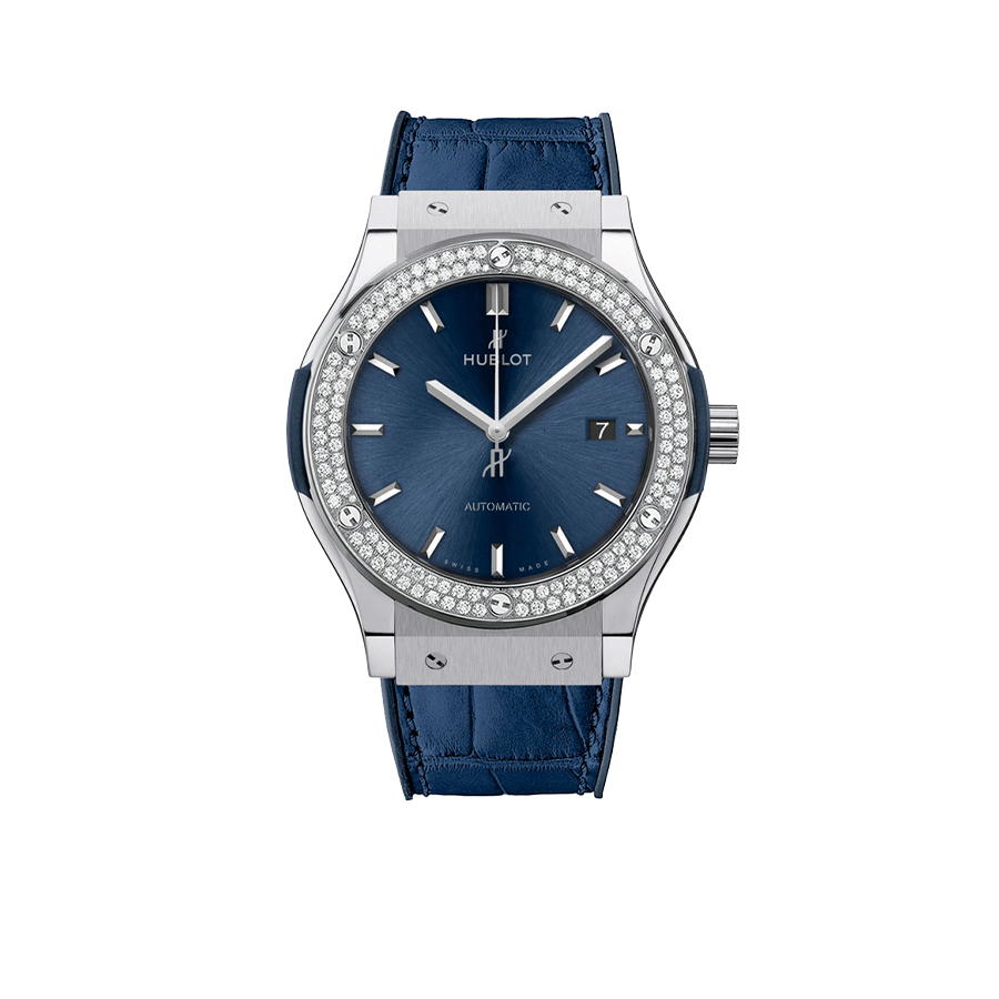 Hublot Classic Fusion Blue Titanium 42mm Diamond Benzel 542.NX.7170.LR.1104