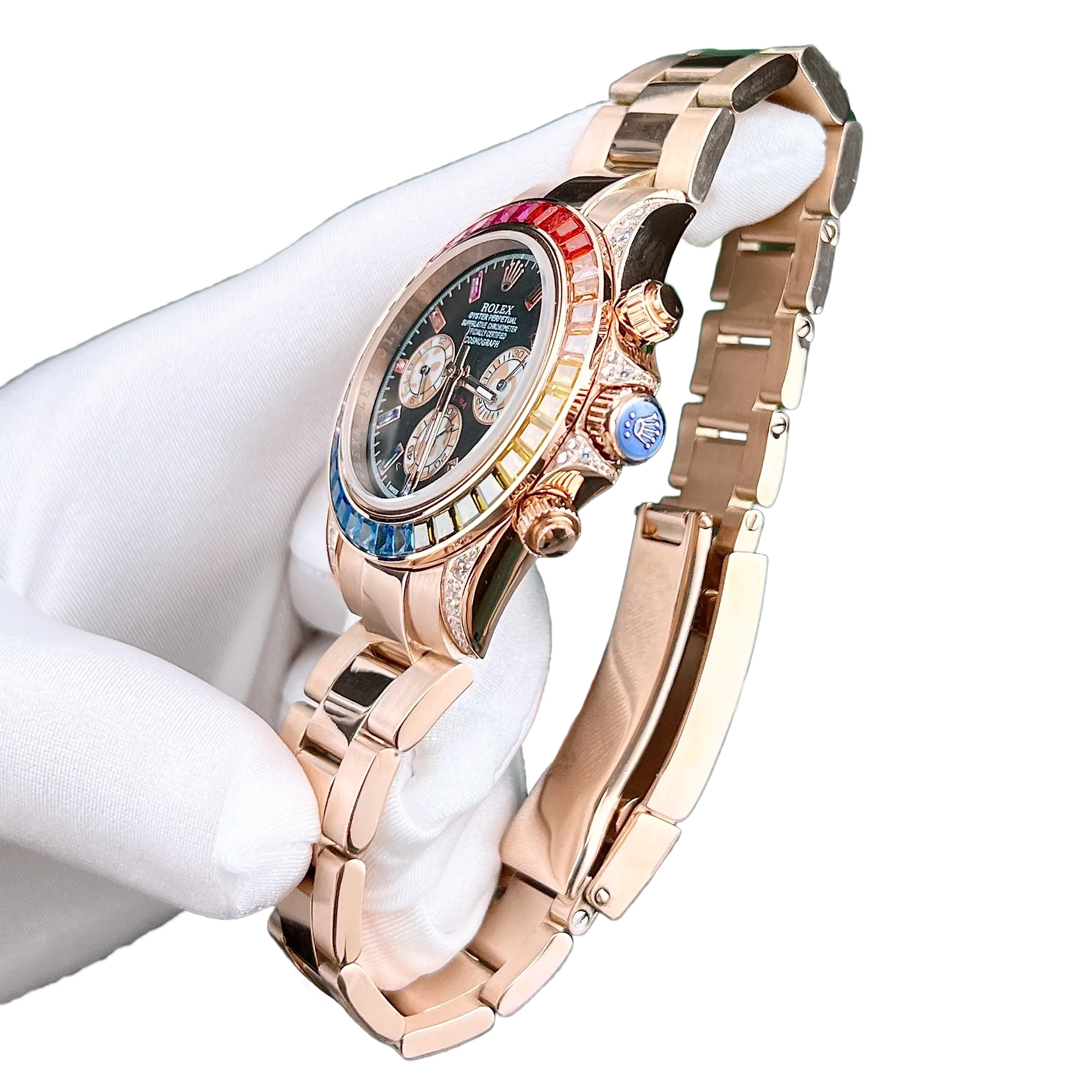 Rolex Daytona 116595RBOW Rainbow Rose Gold Black Dial Sapphire Bezel - Image 9