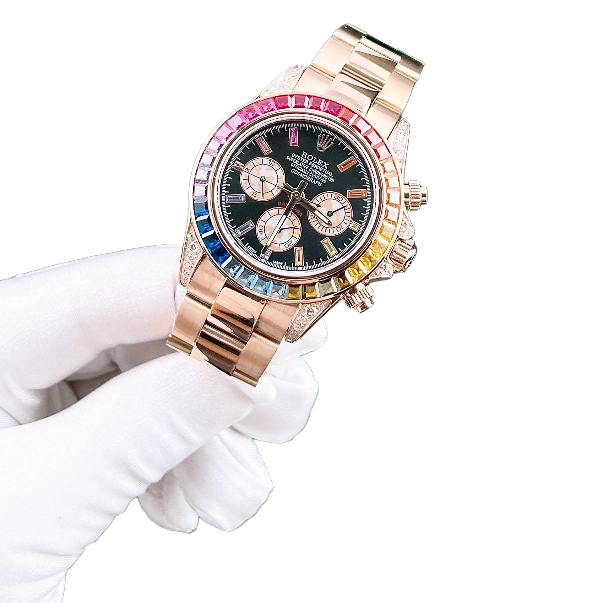 Rolex Daytona 116595RBOW Rainbow Rose Gold Black Dial Sapphire Bezel - Image 5