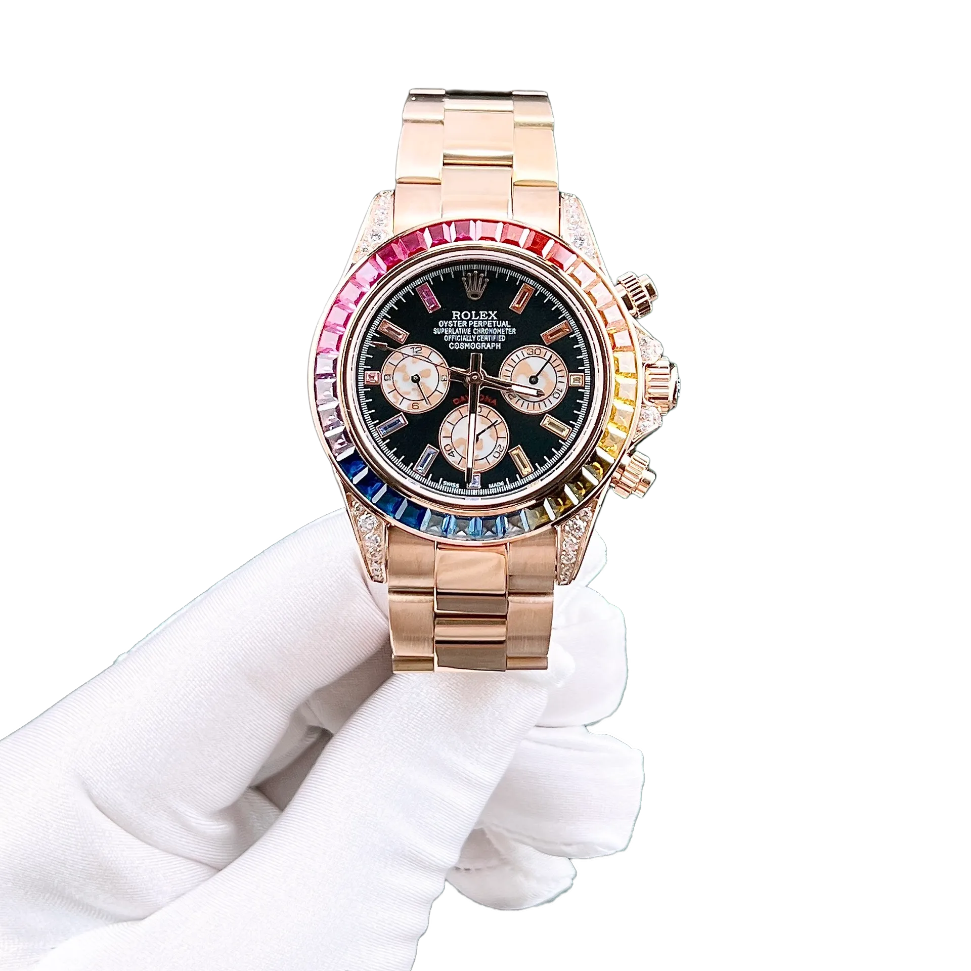 Rolex Daytona 116595RBOW Rainbow Rose Gold Black Dial Sapphire Bezel - Image 6