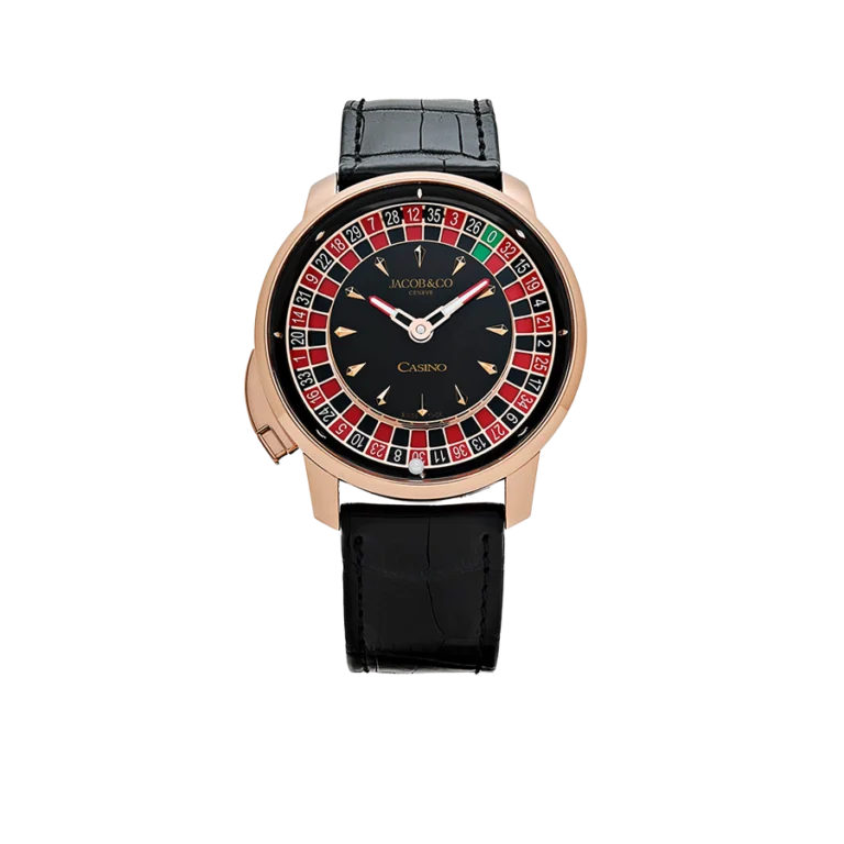 Jacob & Co. ‘The Casino Tourbillon’ 44mm CA100.40.AA.AA.ABALA Rose Gold Black Onyx Dial Limited Edition