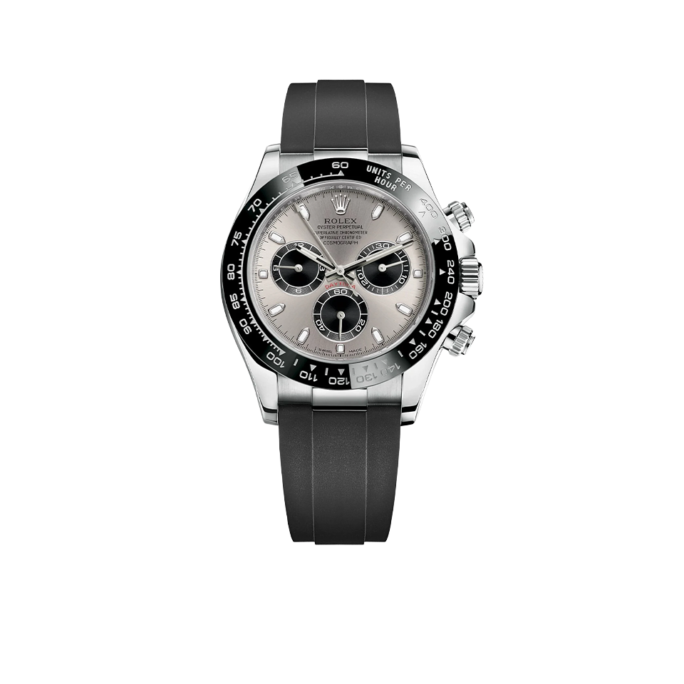 Rolex Daytona 40mm 116519 White Gold Steel Index Black Oysterflex Rubber Strap