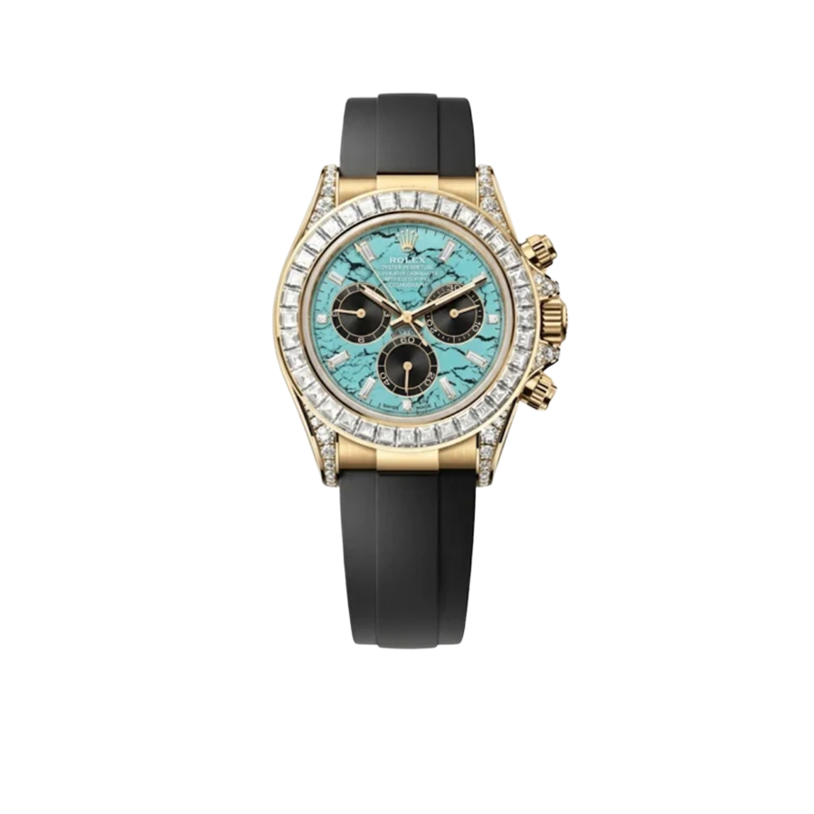 Rolex Daytona 126538TBR Yellow Gold Turquoise Stone Dial Diamond Bezel Oysterflex
