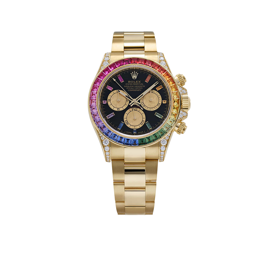 Rolex Daytona 126598RBOW 40mm Rainbow Yellow Gold Black Dial Sapphire Bezel