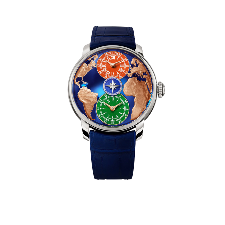 Jacob & Co The World Is Yours Dual Time Zone Salman Khan 43mm Stainless Steel Automatic Winding DT100.10.AB.AA.ABALA