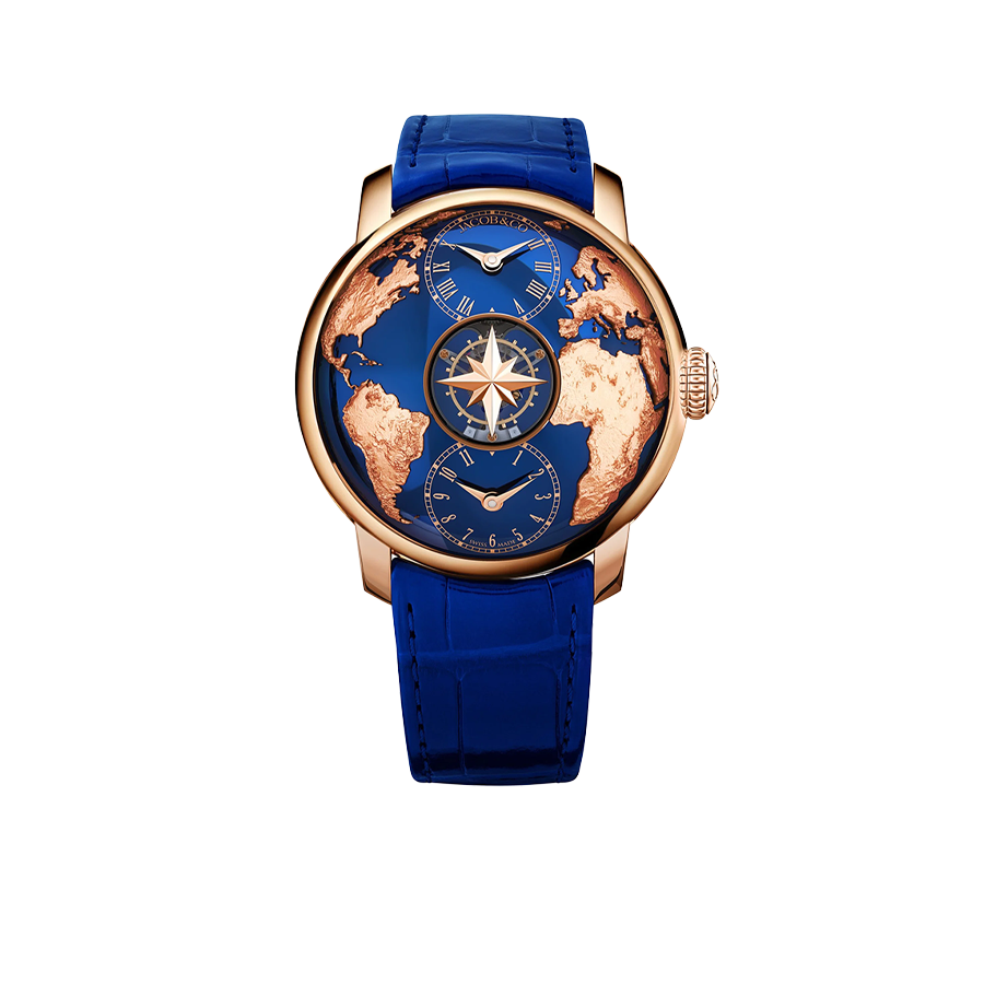 Jacob & Co The World Is Yours Dual Time Zone Tourbillon 38.6mm Rose Gold Automatic Winding DT200.40.AA.AA.A