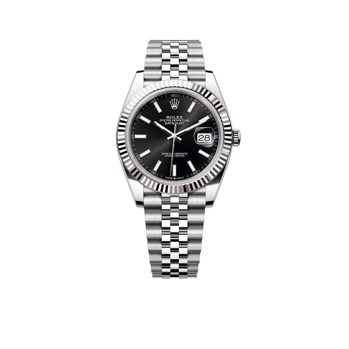 Rolex Datejust 41mm Steel White Gold Black Dial Mens Watch m126334-0018
