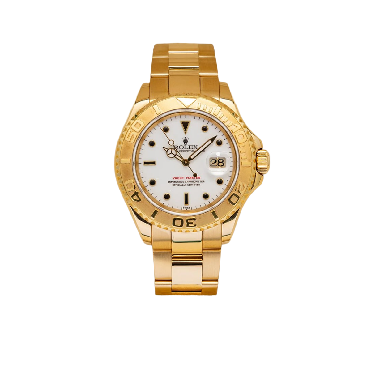 Rolex Yachtmaster 40mm Yellow Gold White Dial Mens Watch 16628