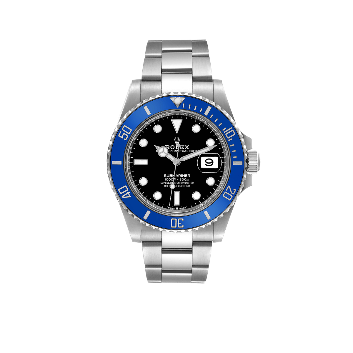 Rolex Submariner 41mm Cookie Monster Blue Ceramic Bezel White Gold Mens Watch 126619