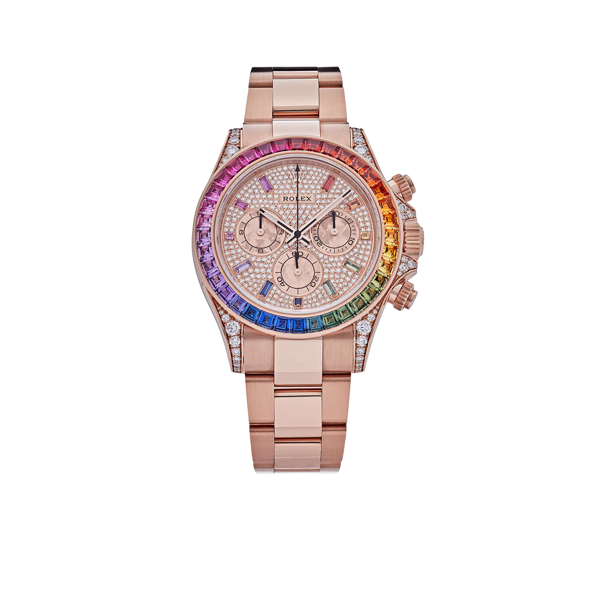 Rolex Daytona 116595RBOW Rainbow Rose Gold Pave Diamond Dial Sapphire Bezel