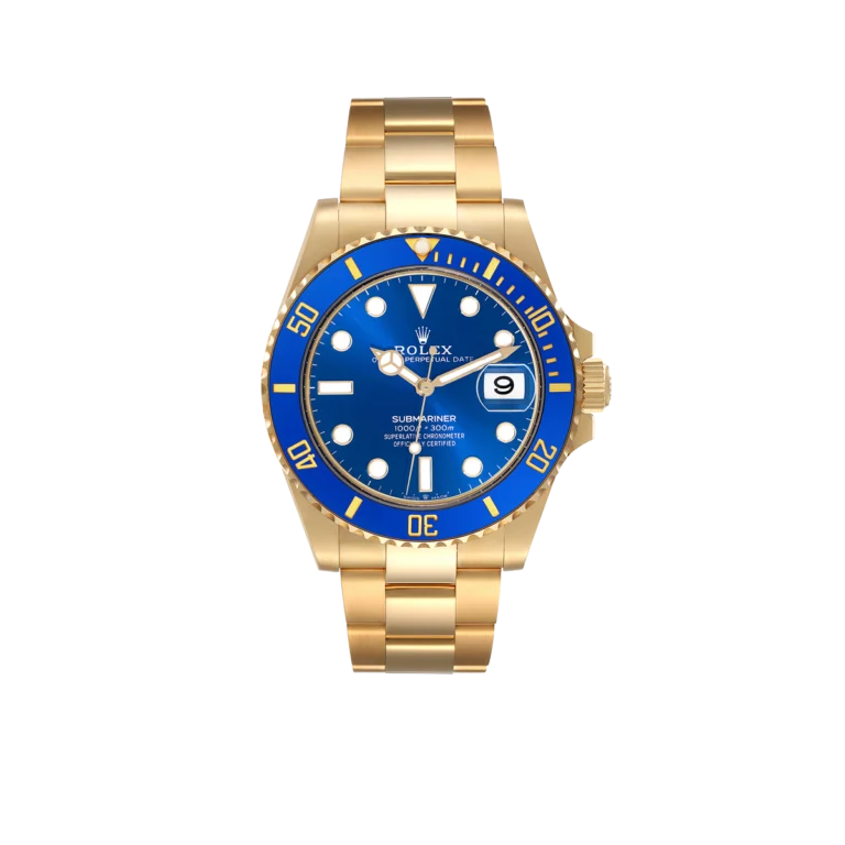 Rolex Submariner 41mm Yellow Gold Blue Dial Bezel Mens Watch 126618