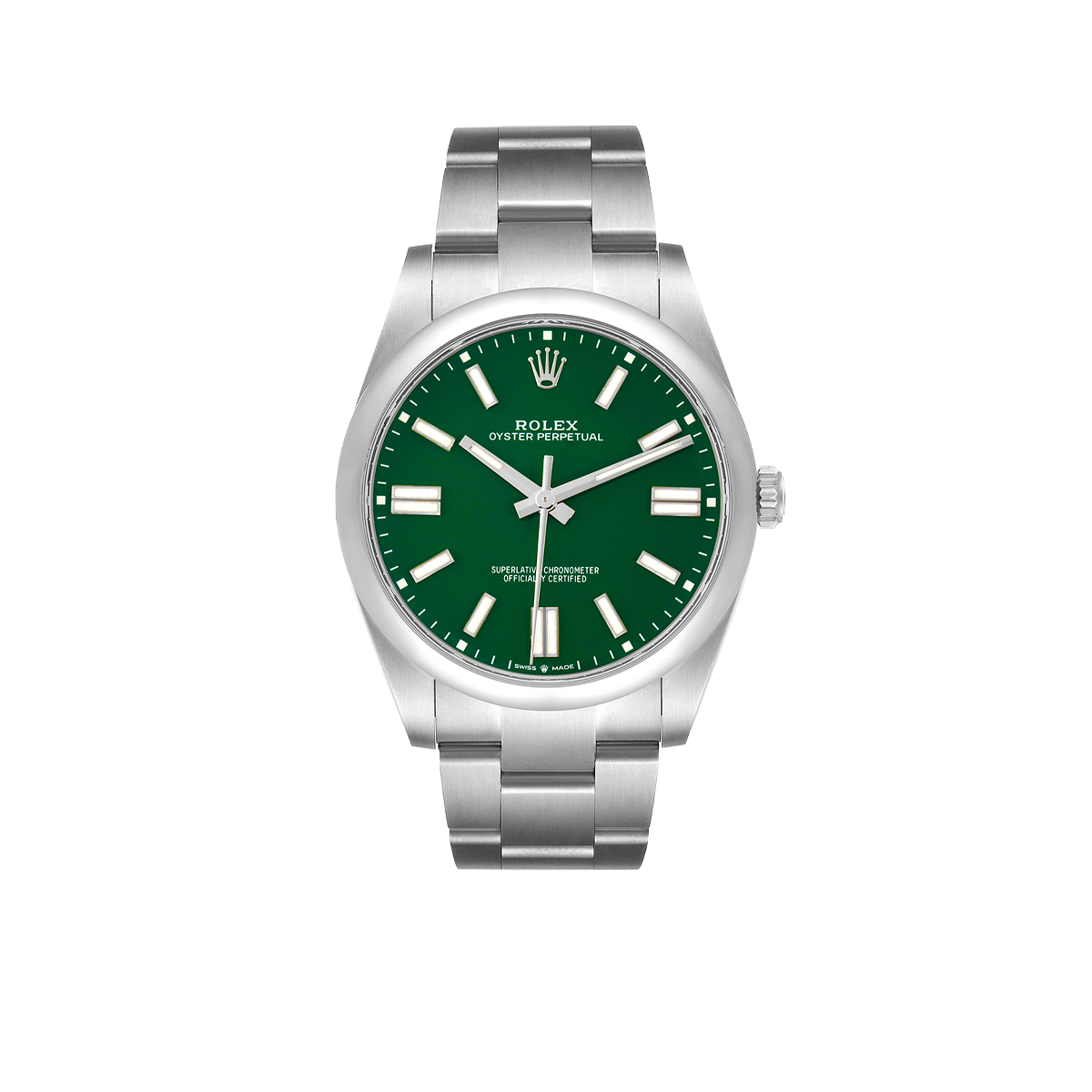 Rolex Oyster Perpetual 41mm Green Dial Steel Mens Watch 124300