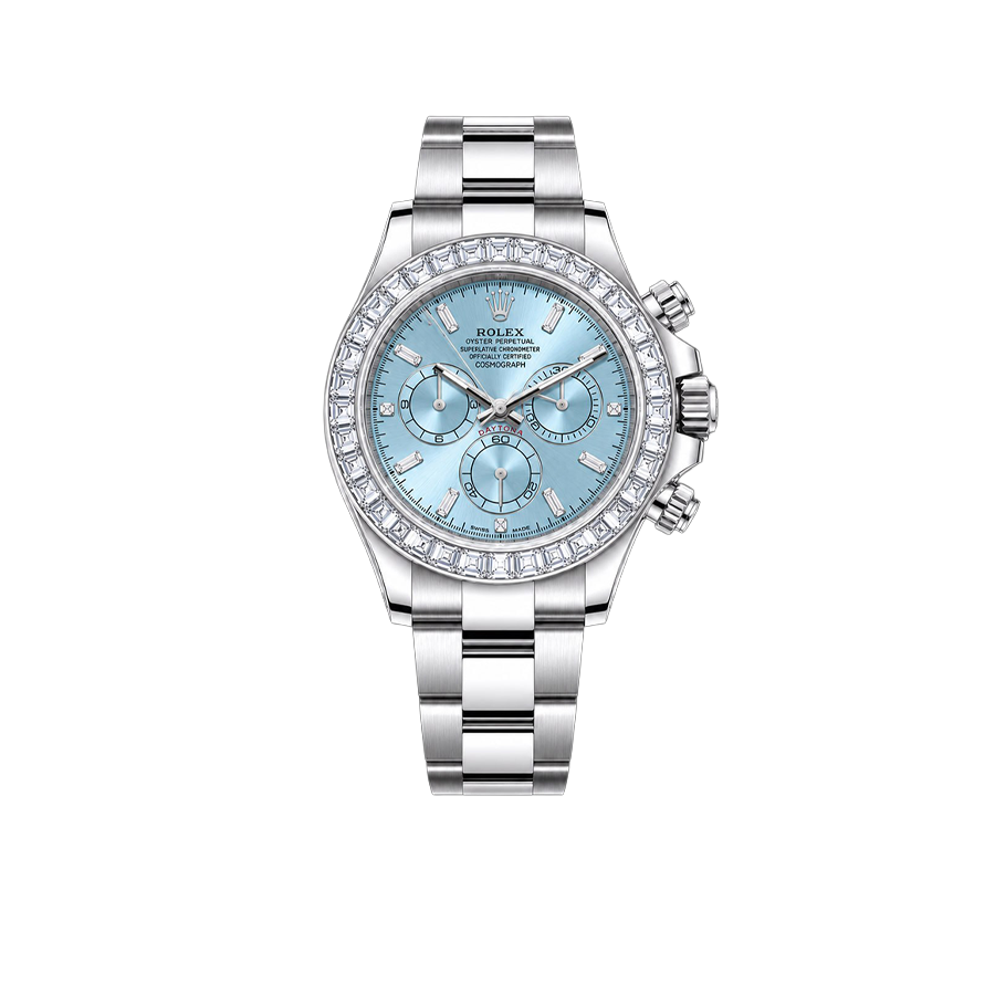 Rolex Daytona 126576TBR Platinum Ice Blue Diamond Dial Diamond Bezel