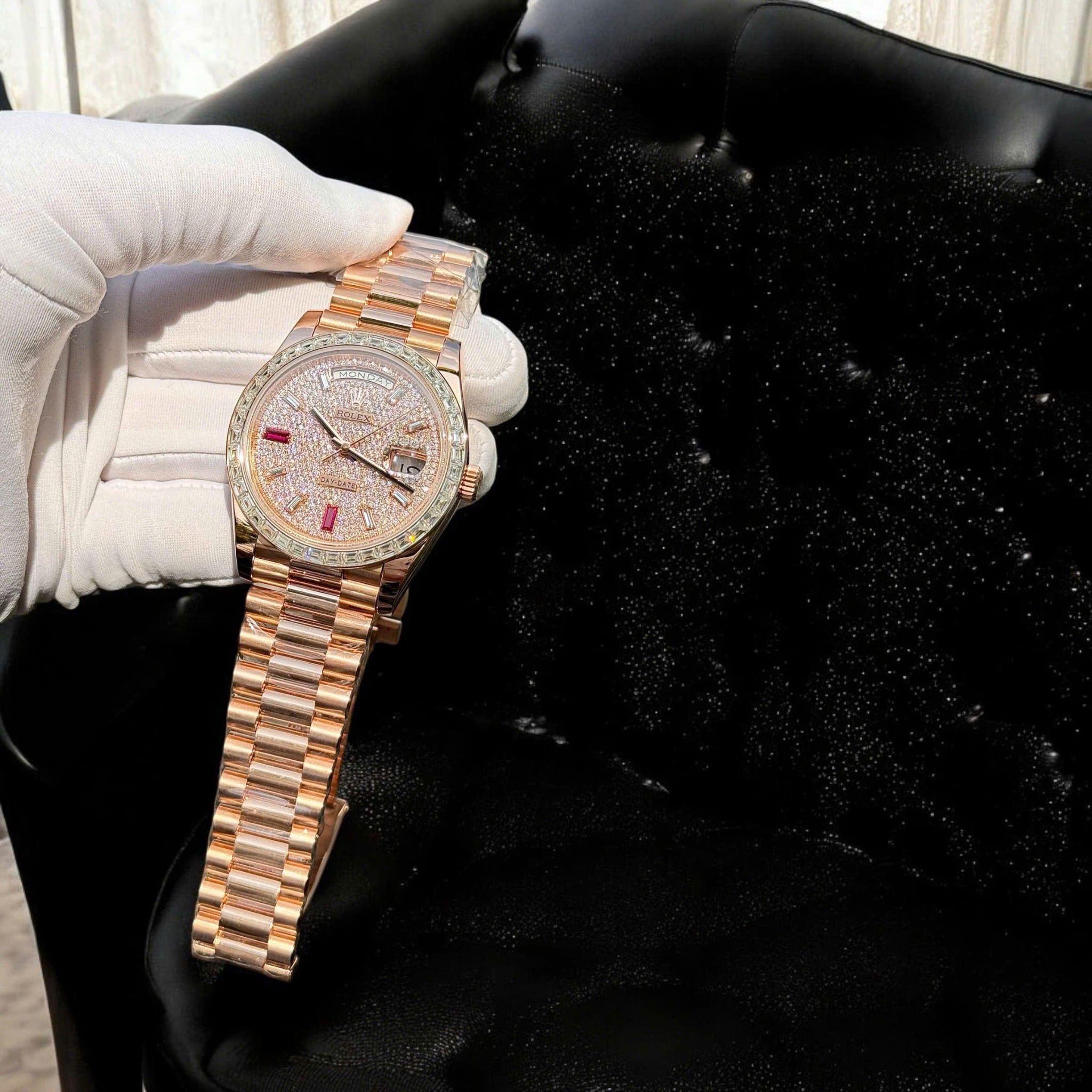 Rolex Day-Date 40mm Diamond Paved Ruby Dial - Image 3