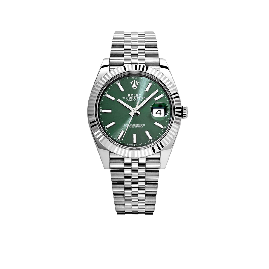 Rolex Datejust 41mm Steel White Gold Mint Green Dial Mens Watch 126334