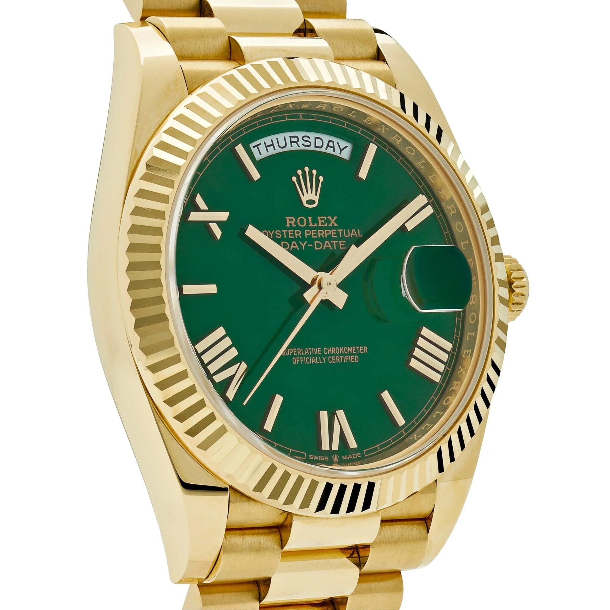 Rolex Day-Date 40mm Green Roman Yellow Gold 228238 - Image 5