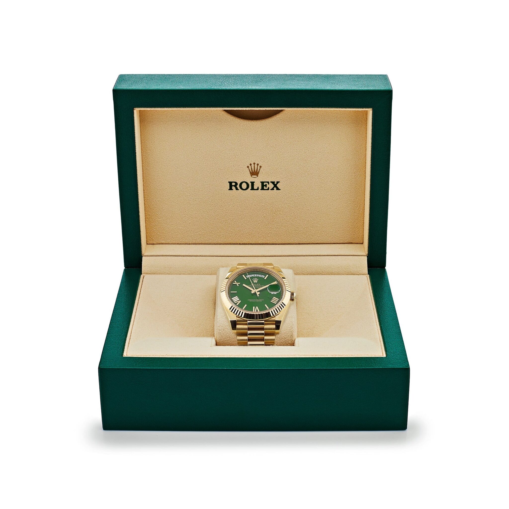 Rolex Day-Date 40mm Green Roman Yellow Gold 228238 - Image 7