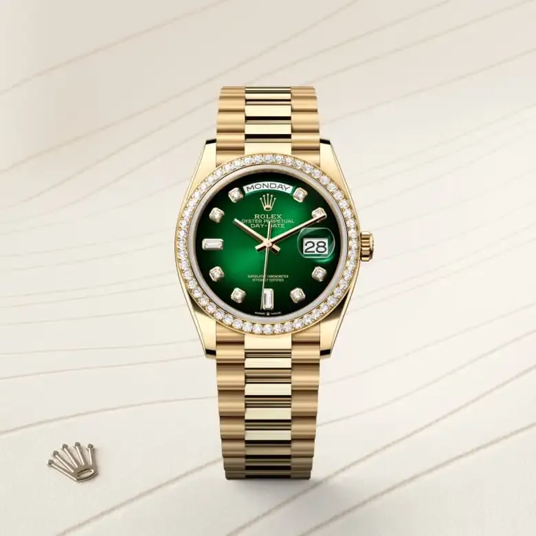 Rolex Day-Date President 36mm Yellow Gold 128348RBR Green - Image 5