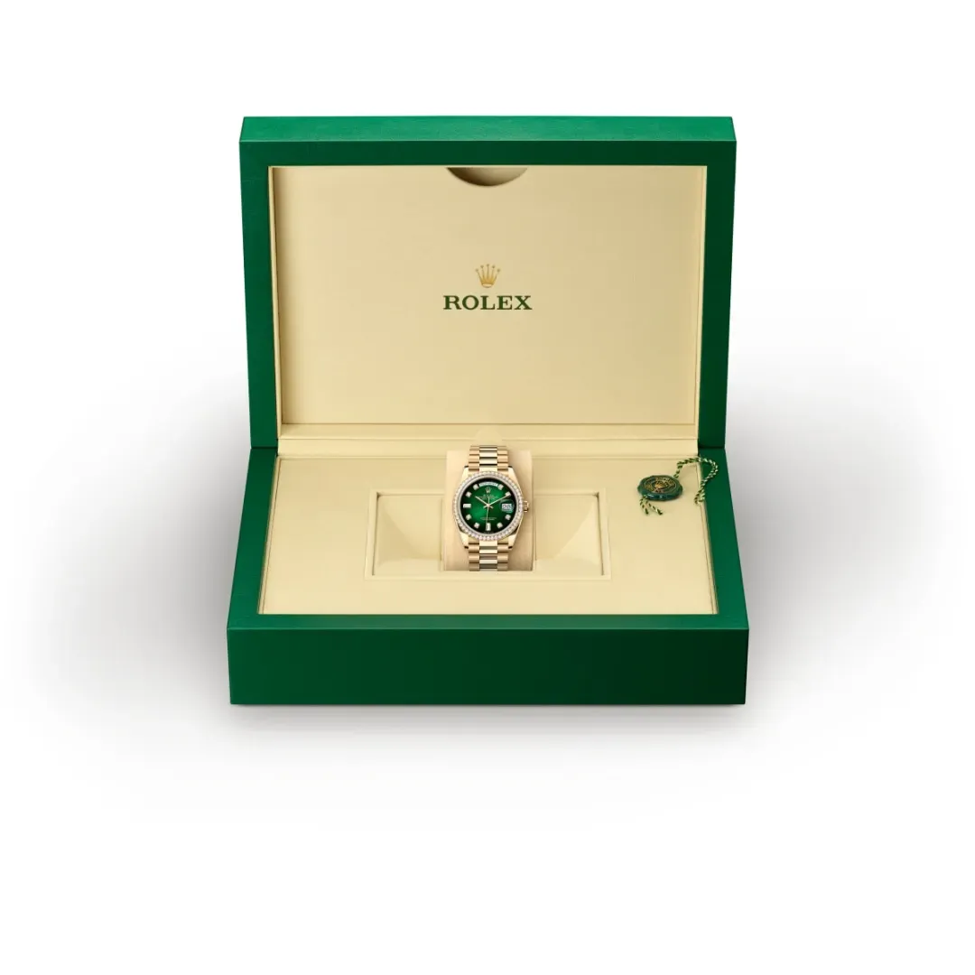 Rolex Day-Date President 36mm Yellow Gold 128348RBR Green - Image 9