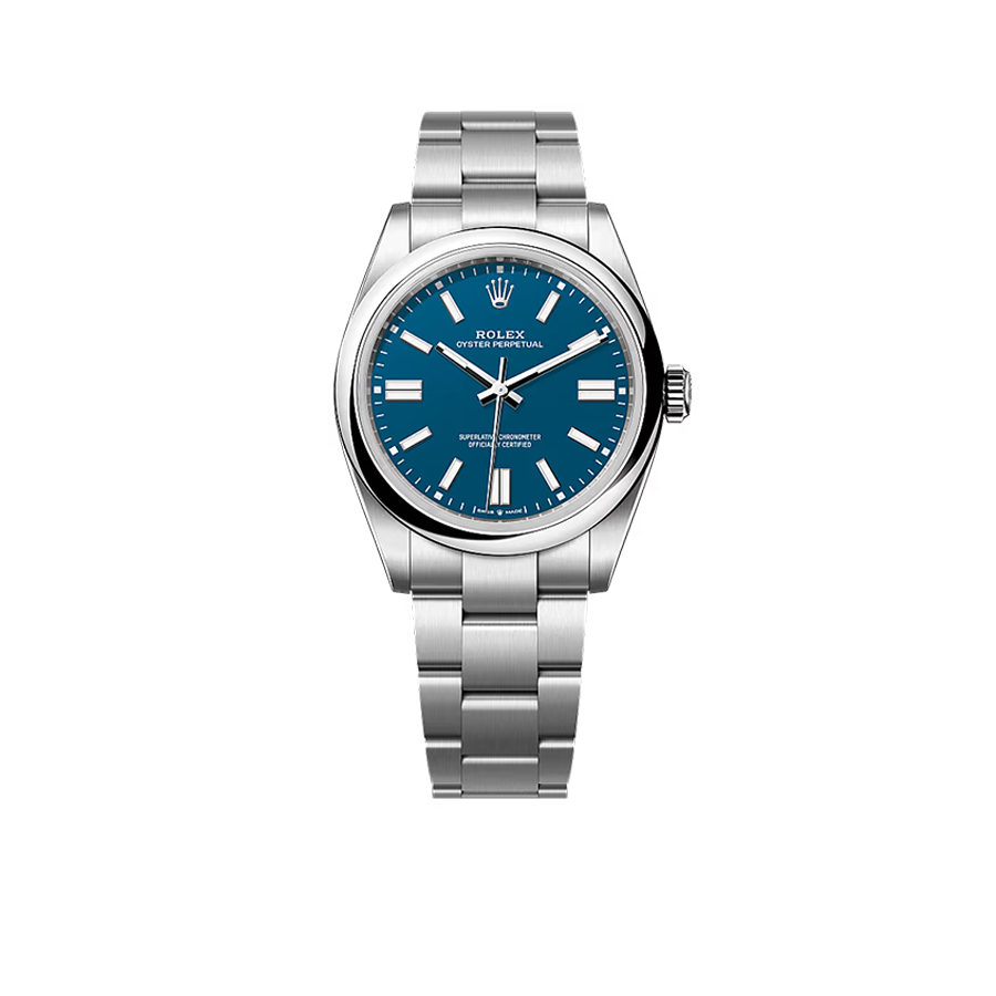 Rolex Oyster Perpetual 41mm Stainless Steel Med Blue Dial Men Watch 134300-0009 New 2025