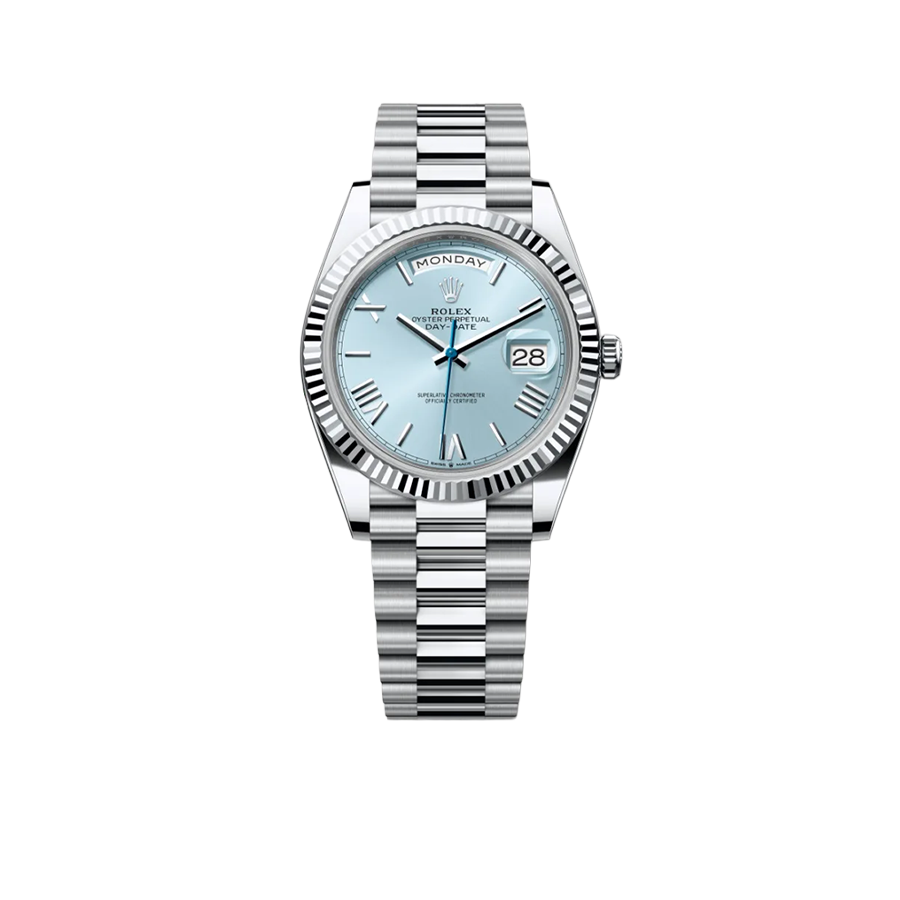 Rolex President Day-Date 40mm Ice Blue Dial Platinum Mens Watch 228236