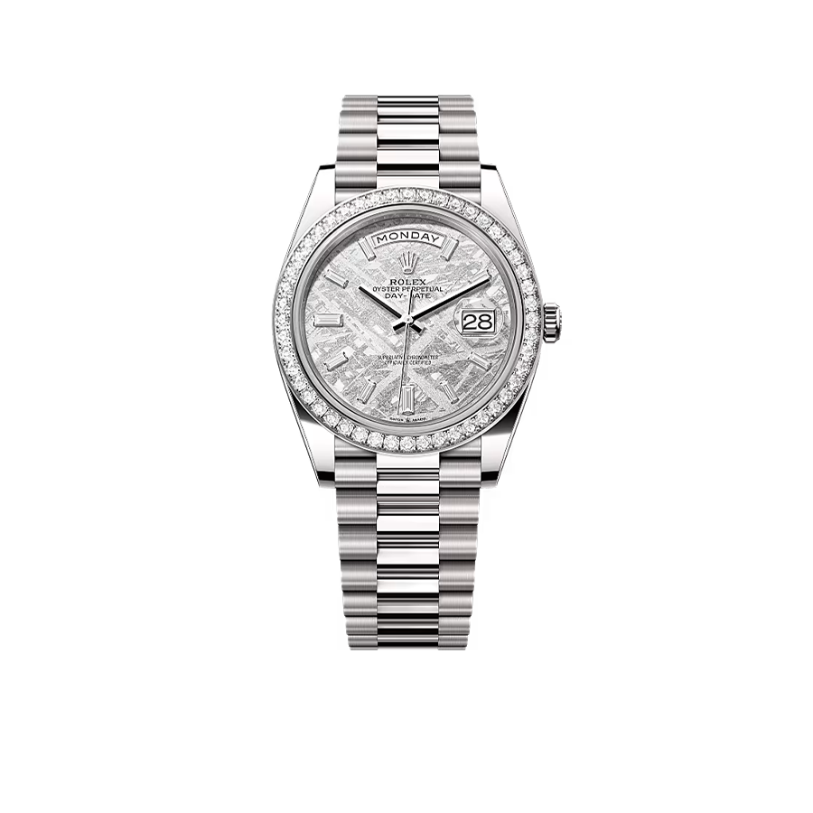 Rolex Day-Date 40mm Meteorite Dial, Platinum Diamonds M228349RBR-0040 New