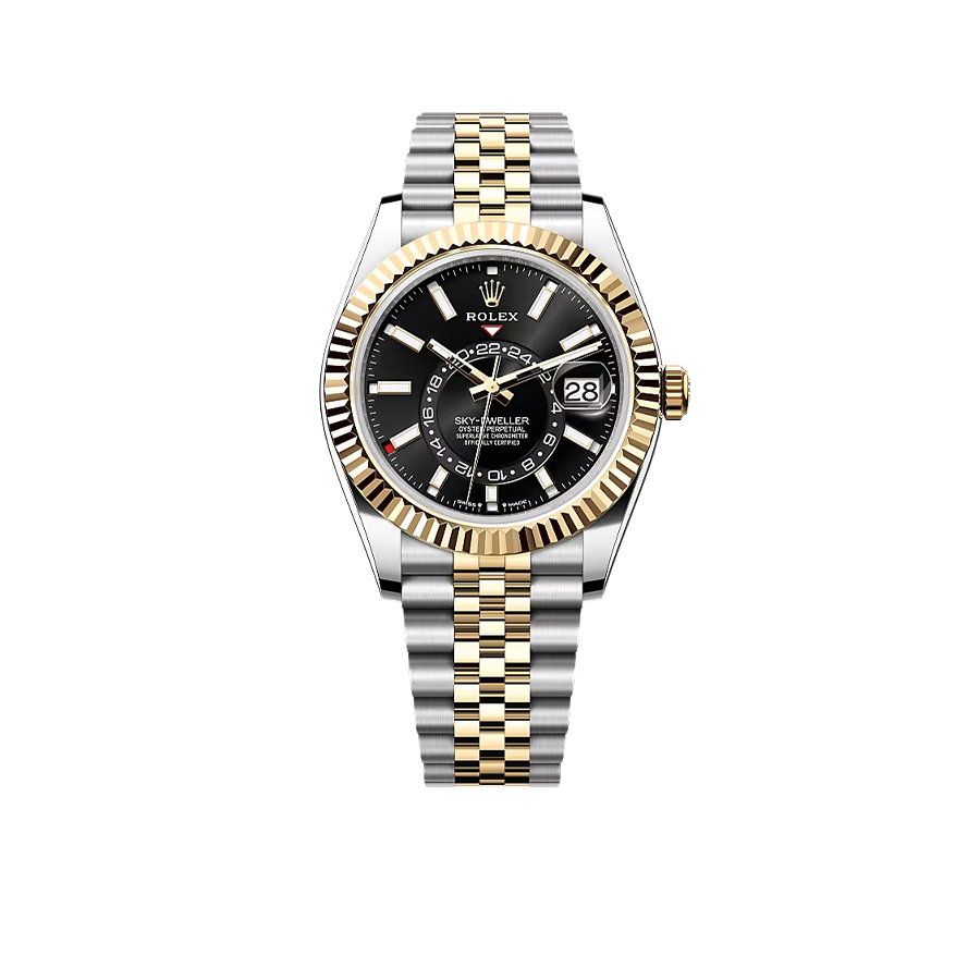 Rolex Sky-Dweller 42 mm Oyster, Oystersteel and Yellow Gold 336933 Bright Black