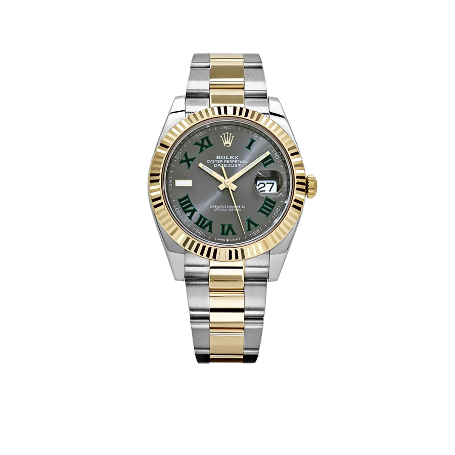 Rolex Datejust 41mm Yellow Gold Stainless Steel Wimbledon Slate Dial Oyster 126333