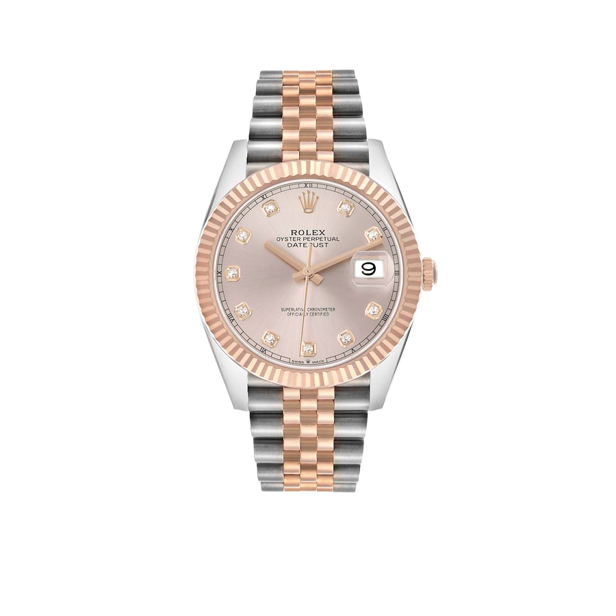 Rolex Datejust 41 Steel Everose Gold Sundust Diamond Dial Mens Watch 126331