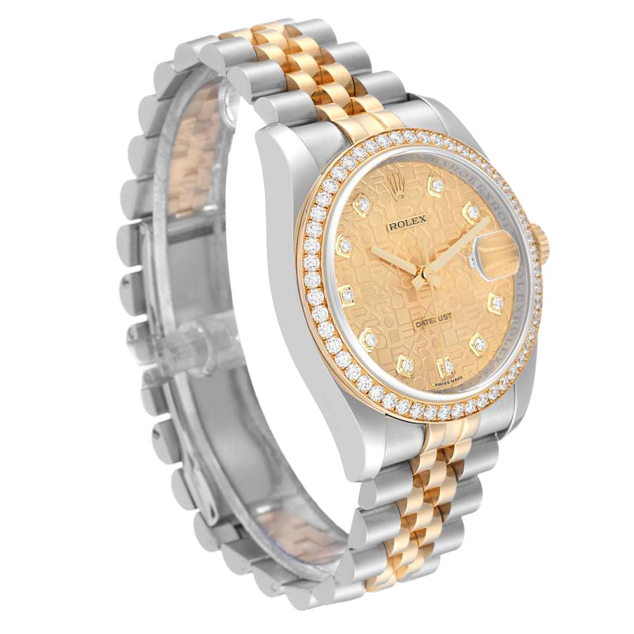 Rolex Datejust 36mm Champagne Jubilee Diamond Dial Watch 116243 - Image 3