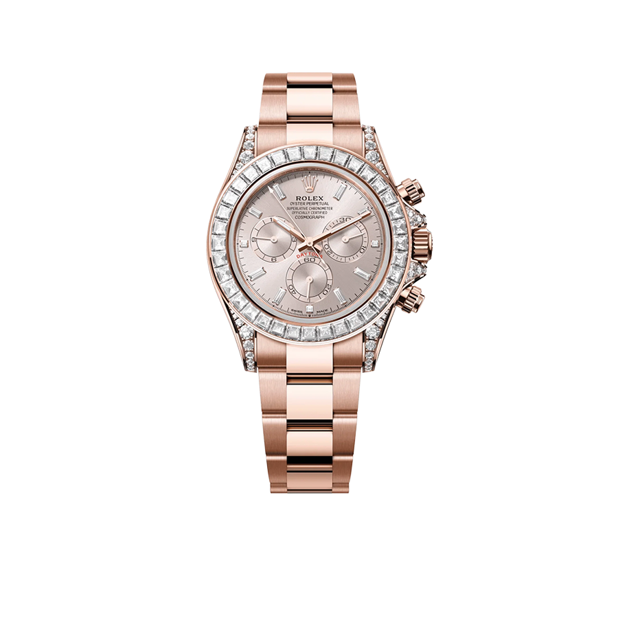 Rolex Daytona 126595TBR Rose Gold Sundust Diamond Dial Diamond Bezel