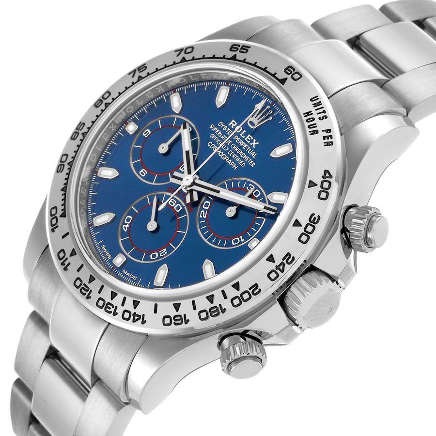 Rolex Daytona Blue Dial 40mmWhite Gold Chronograph Mens Watch 116509 - Image 4