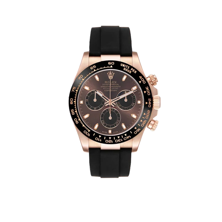 Rolex Daytona 40mm Rose Gold Oysterflex Chocolate Dial Mens Watch 116515