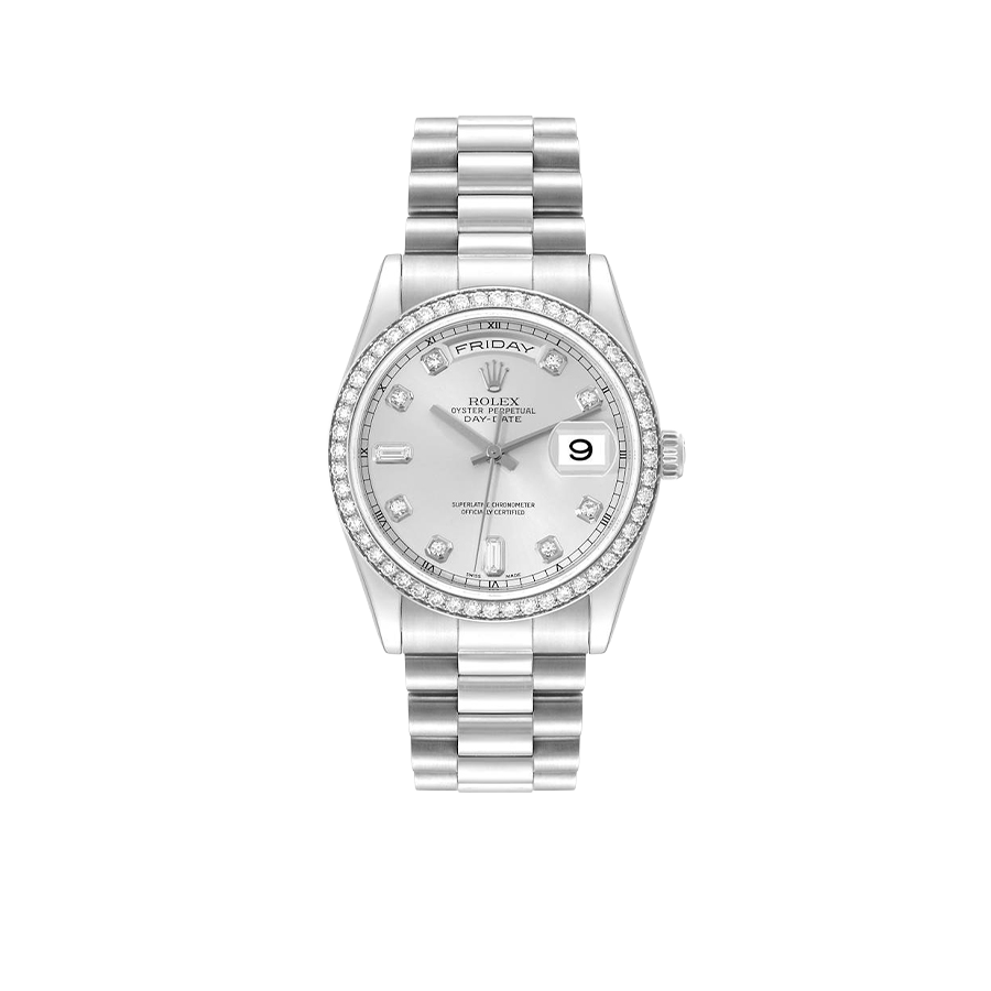 Rolex President Day-Date 36mm Platinum Diamond Mens Watch 118346