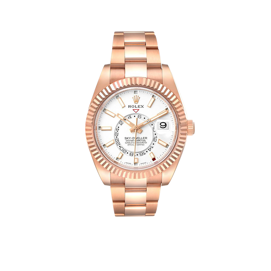 Rolex Sky-Dweller 42mm  Rose Gold White Dial Mens Watch 326935